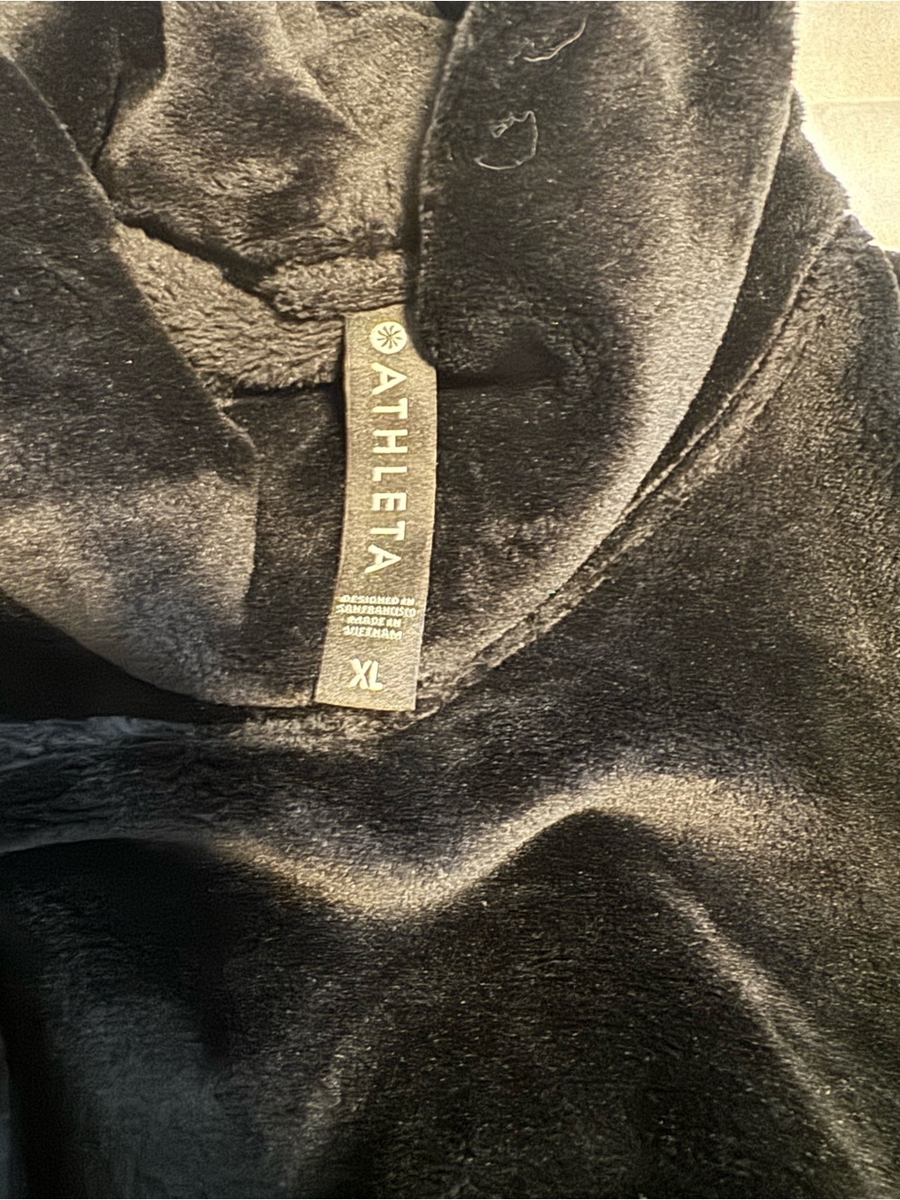 Athleta Black Plush Cowl Neck Pullover